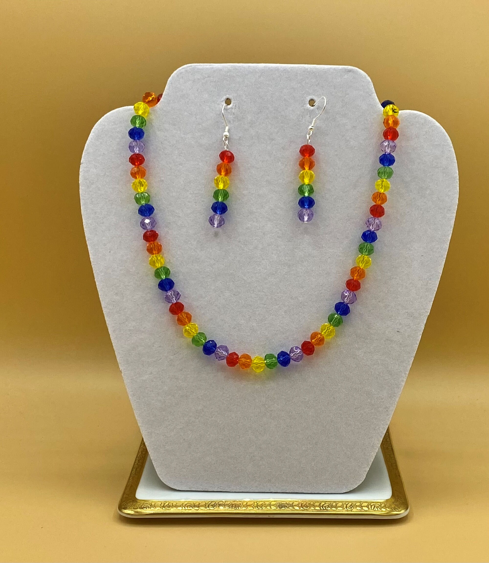 Rainbow Colors Crystal Necklace and Earring Set Plus Size - Etsy