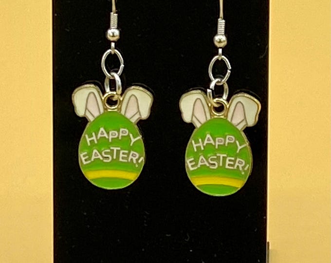 Colorful Easter Day Bunny Egg Earrings Stainless Hook