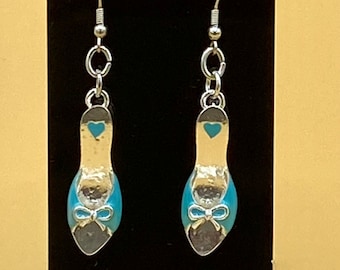 Retro Blue Sandal Shoe Earrings Stainless Hook
