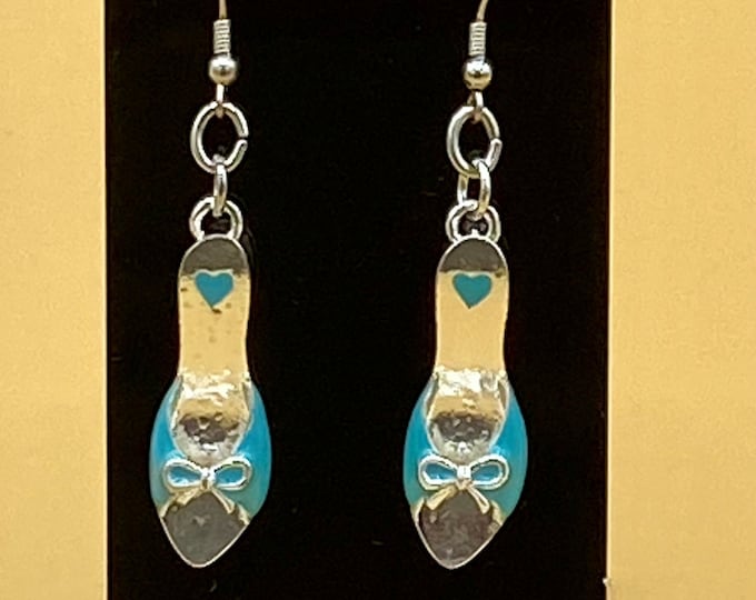 Retro Blue Sandal Shoe Earrings Stainless Hook