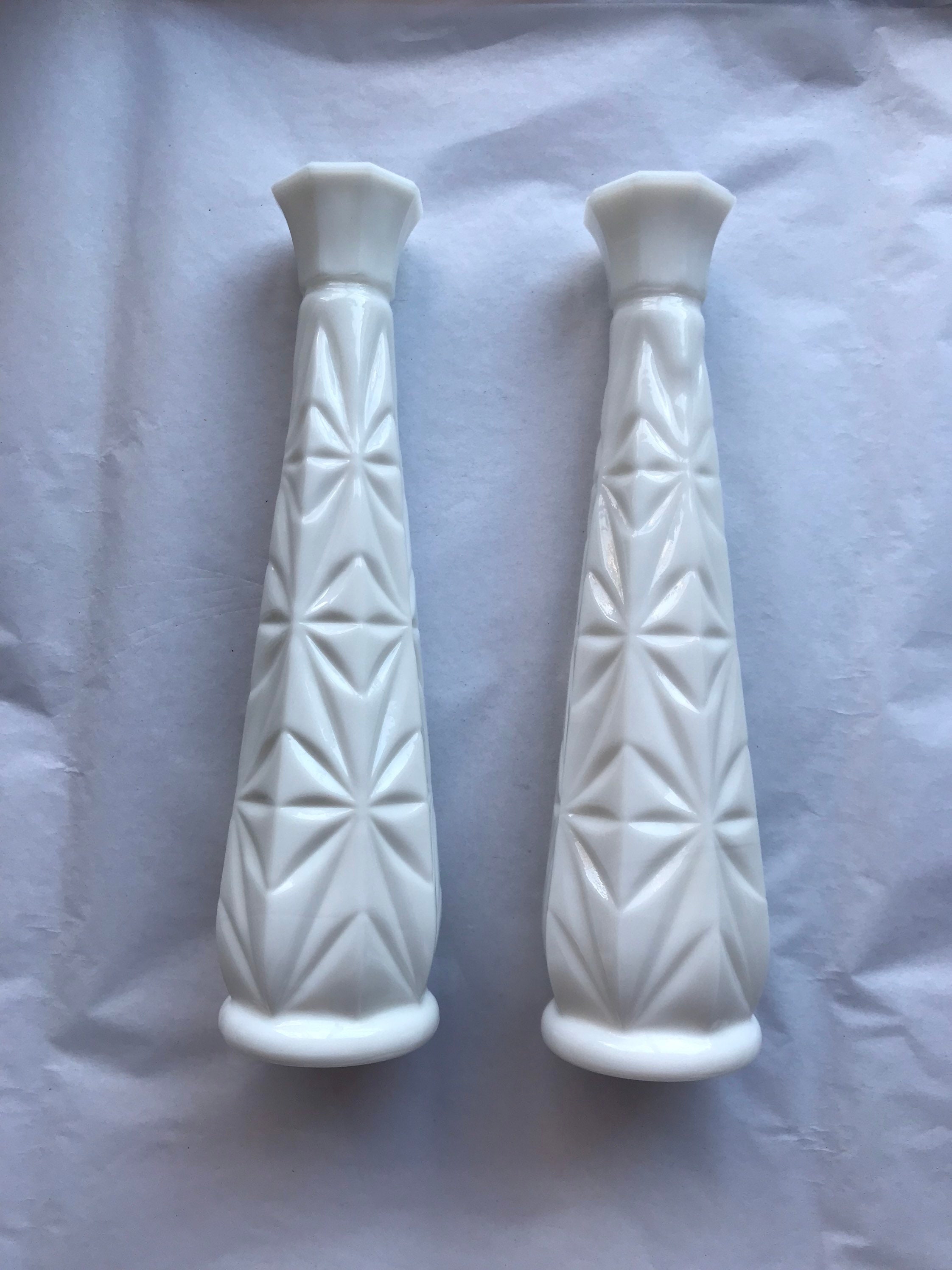 Vintage Milk Glass Starburst Pattern candle Holder or Bud Etsy