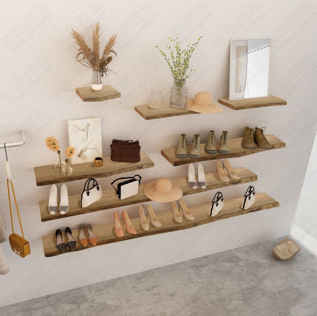 Shoe Rack Wood Floating Shelves, Shoe Rack Entryway, Shoe Rack Wall