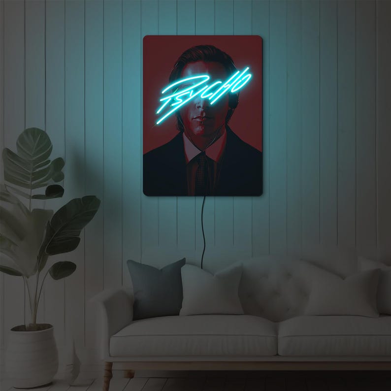 Psycho Sign Psycho Neon Sign, Man Neon Sign, Neon Poster, Neon Art Sign, Modern ...