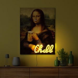 Mona Lisa Leuchtreklame, Mona Lisa Leuchtreklame, Renaissance Neon Schild, Bier Neon Schild, Mona Lisa Poster Wand Kunst, Comic Kunst Neon, Pop Art Neon Malerei