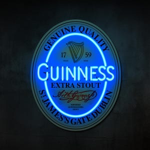 Guinness neon sign, Guinness led sign, Beer neon sign, Neon bar sign,Guinness label light up sign,Pub neon sign,Guinness decor,Guinness gift