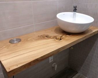 Rustikale Platte Badezimmer Vanity Top Holz Epoxy Countertop Live Edge Becken Resin Waschtisch Einheit Holz Waschbecken Massiv Waschbecken Zähler Top