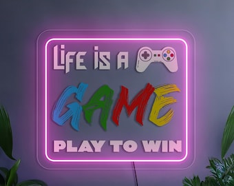 Decorazioni per la stanza dei giocatori, insegne al neon per videogiochi, decorazioni da parete per la sala giochi, insegne LED per giocatori, luci al neon per videogiochi, fantastiche insegne al neon da parete, luci da parete per videogiochi