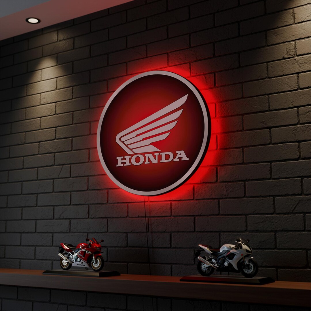 Honda Motorcycle Wall Sign, Honda Racing LED Light, Garage Wall Decor ...