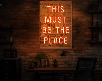 This must be the place neon sign, Newspaper neon sign, Neon artwork, Poster neon sign, Quote neon sign, This must be the place wall art
