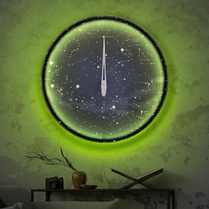Sternenkarte LED-Wanduhr, Konstellation Leuchtuhrdekor, himmlische Galaxieuhr, Astrologie-Himmelsuhr, moderne Neonwanduhr