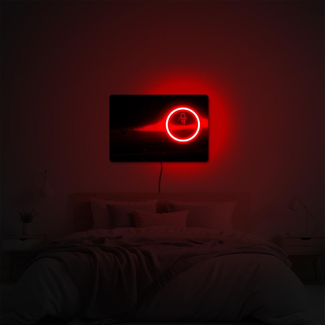 Astronaut Neon Light Sign, Black Hole Neon Sign Wall Art, Space Neon ...