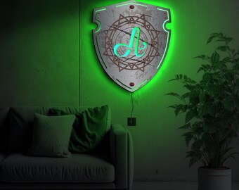 Personalized Family Crest LED Sign,Coat of Arms Wall Light,Custom Heraldry Shield,Family Name Plaque,Illuminated Family Crest,Surname Decor