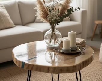 Epoxy River Coffee Table, Wood Epoxy Coffee Table, Resin Coffee Table, Live Edge Coffee Table, Round Epoxy Table, Modern Coffee Table