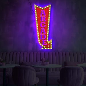 Arcade neon light sign for game room, Retro arcade wall decor, LED gaming room sign, Custom arcade banner, Light up man cave wall art