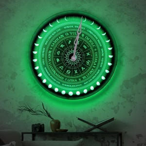 Himmlische LED-Wanduhr, Leuchtuhr mit Sonne und Mond, Sternzeichen-Neonuhr, Mondastrologie-Wanddekor, einzigartige Mondphasen-Wanduhr