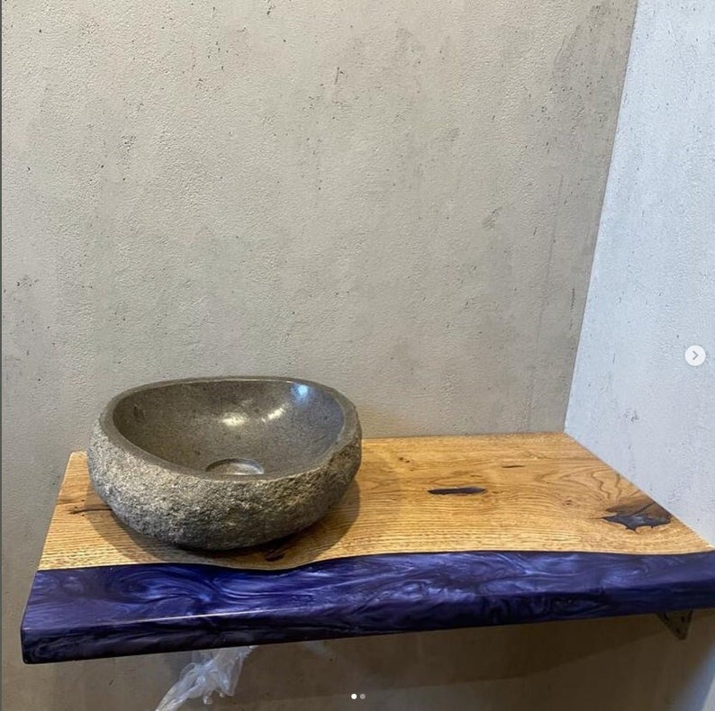 Custom Made Epoxy Vanity Top Luxury Live Edge Rustic Slab Wood Etsy