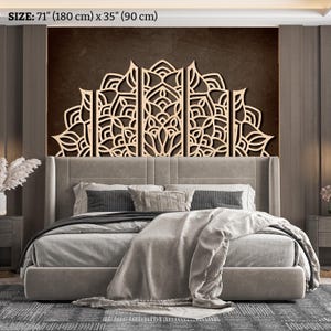 Mandala Kopfteil Königin, Boho Kopfteil König, Kopfteil aus Holz, Bett Kopfteil, Halbmond Kopfteil, Blumen Kopfteil, Mandala Holz Wandkunst