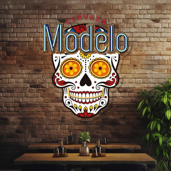 Modelo Neon Sign, Modelo LED Wall Sign, Sugar Skull Beer Neon Sign