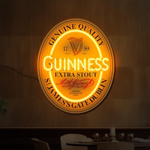 Guinness neon sign, Guinness light up sign, Beer logo neon sign, Guinness logo led sign, Bar neon sign, Pub neon sign, Man cave neon sign