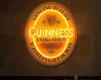 Guinness neon sign, Guinness light up sign, Beer logo neon sign, Guinness logo led sign, Bar neon sign, Pub neon sign, Man cave neon sign