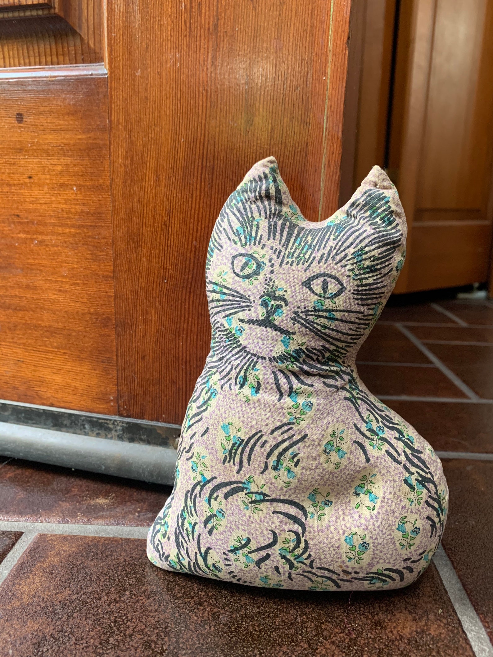 Vintage fabric cat doorstop Etsy