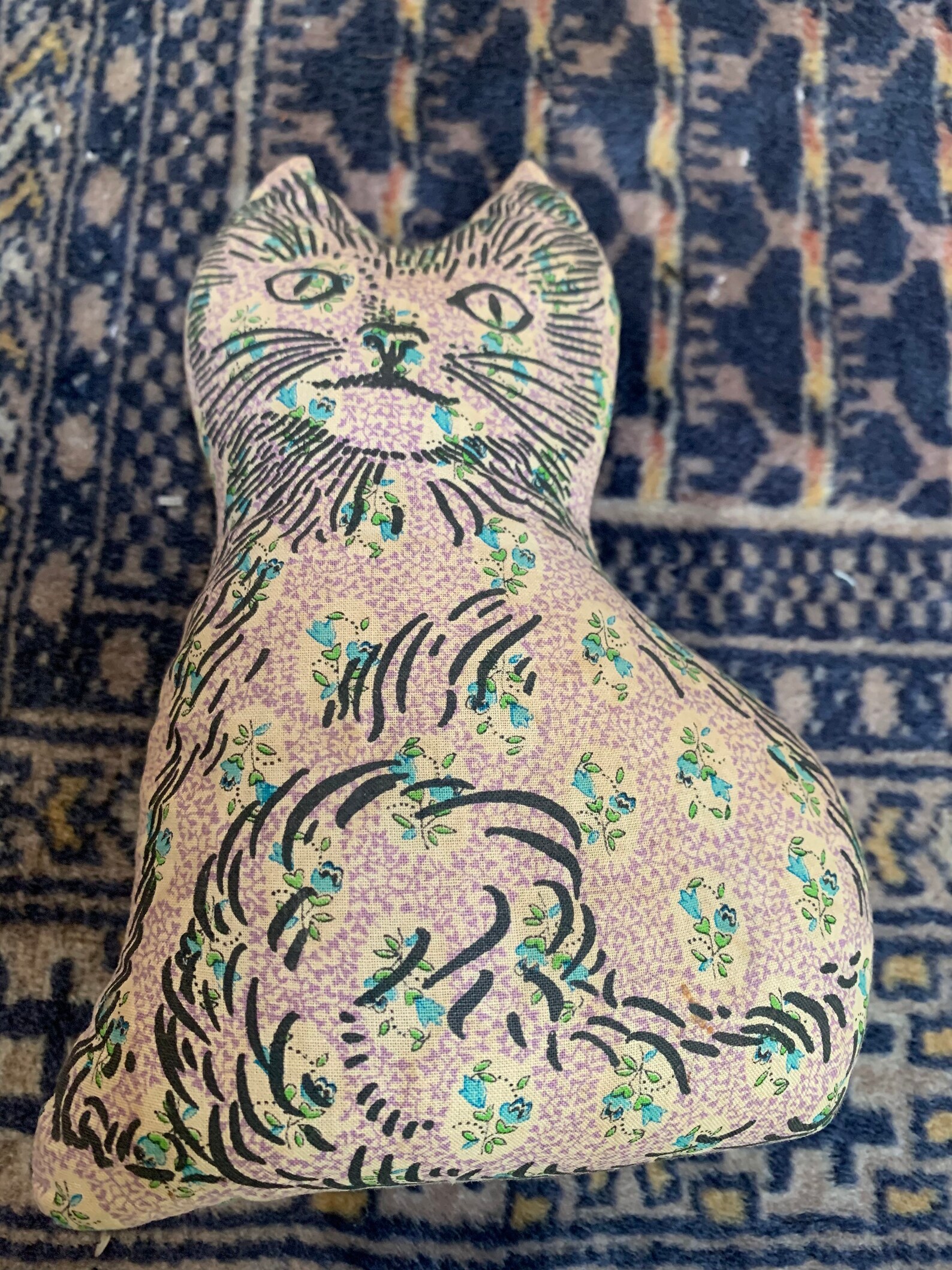 Vintage fabric cat doorstop Etsy