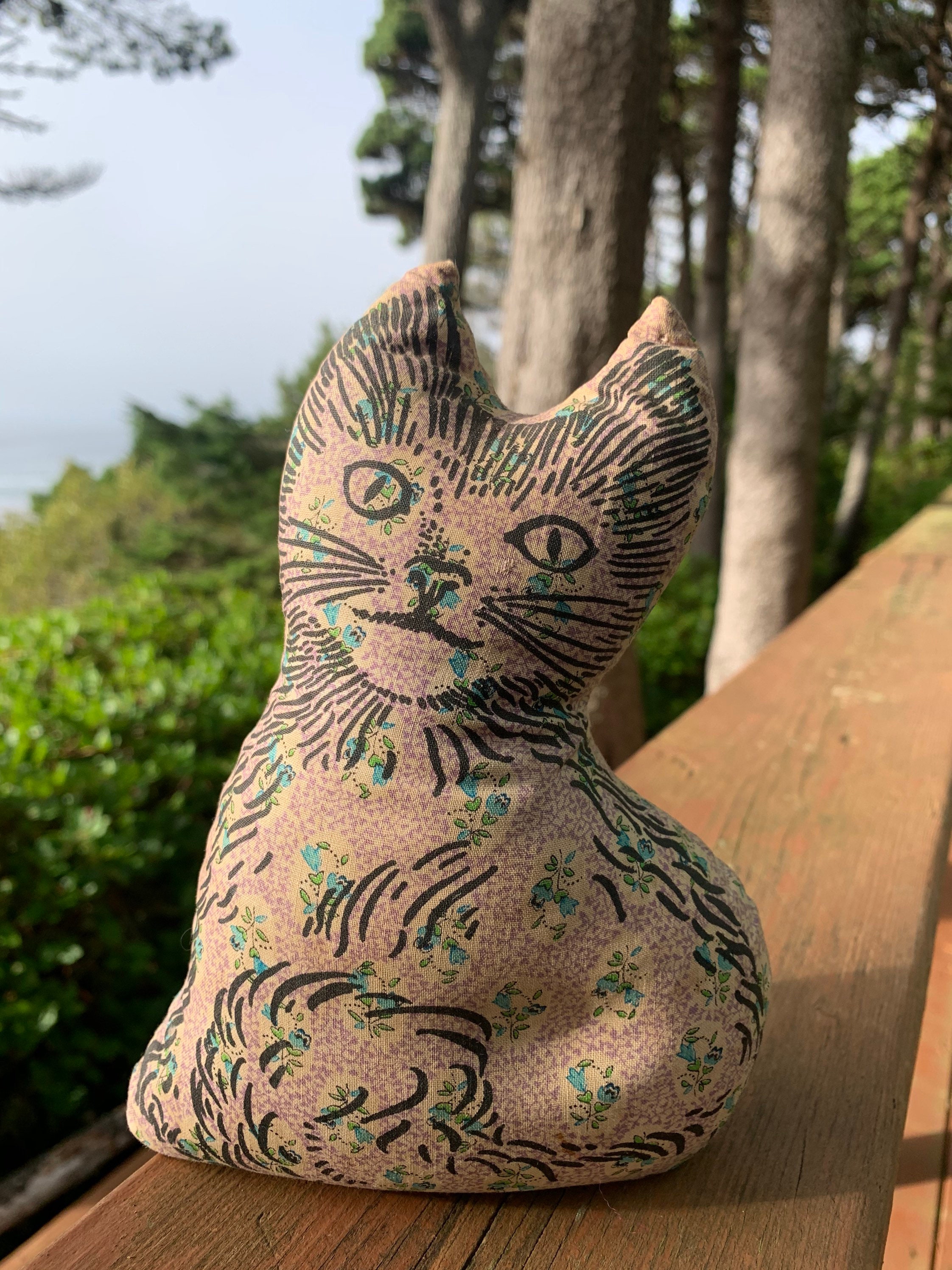 Vintage fabric cat doorstop Etsy