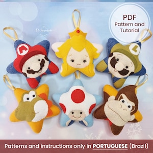 Schnittmuster & Anleitung DIY PDF Super Mario Bros. | Weihnachtsstern | Weihnachtsschmuck Muster | Handgenähtes Muster | Filz Weihnachtsanhänger