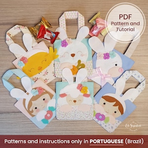 Pattern & Tutorial Diy PDF | Easter Bag | Easter Pattern | Fieltro | Molde de Páscoa | Molde Pascua | Easter Sewing Pattern | Candy Holder