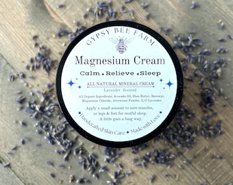 Organic Magnesium Cream, Nourishing, and Moisturizing, Calm, Relives Sore Muscles, Better Sleep