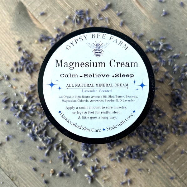 Organic Magnesium Cream, Nourishing, and Moisturizing, Calm, Relives Sore Muscles, Better Sleep