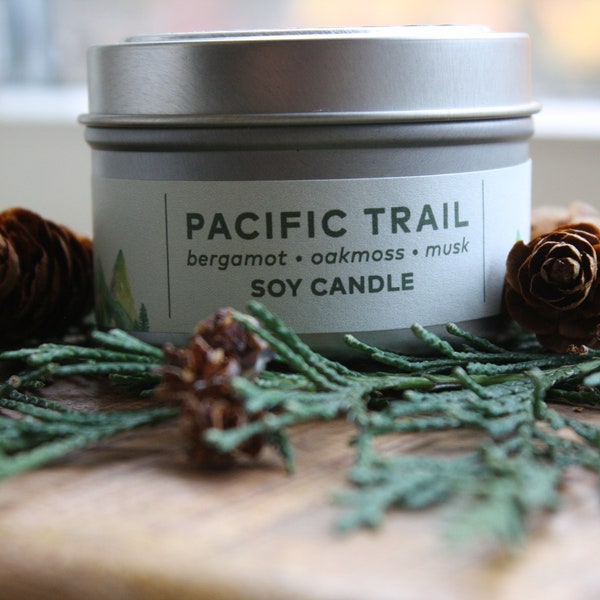 Pacific Trail Double Wick Soy Candle, Soy Wax Candles, Handmade Soy Candles, Nature Lover