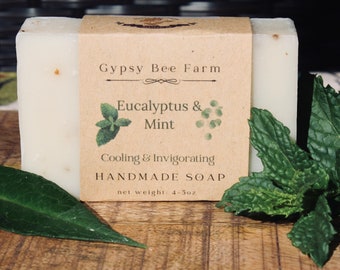 Handmade Eucalyptus & Mint Soap, Natural Soap Bar, Cold Process Soap