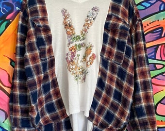 reworked long sleeve “flower power” top