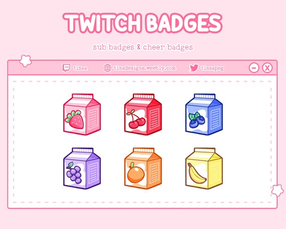 Youtube and more! 6 Yummy Junk Food Sub Cheer bit Badges for Twitch