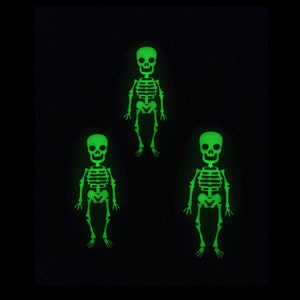 SET of 3 felt skeletons - Hanging Halloween decor - Hanging Halloween decorations with glow in the dark skeletons - Halloween ornaments felt