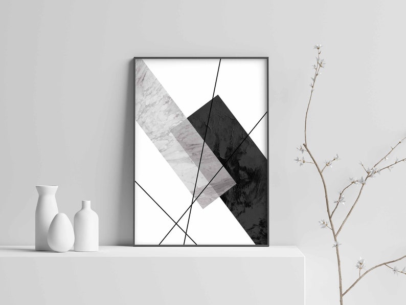 PRINTABLE Wall Art Black White Grey Abstract Art Black White Etsy