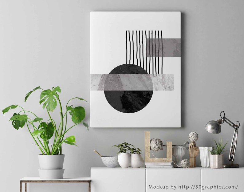 PRINTABLE Wall Art Black White Grey Abstract Art Etsy