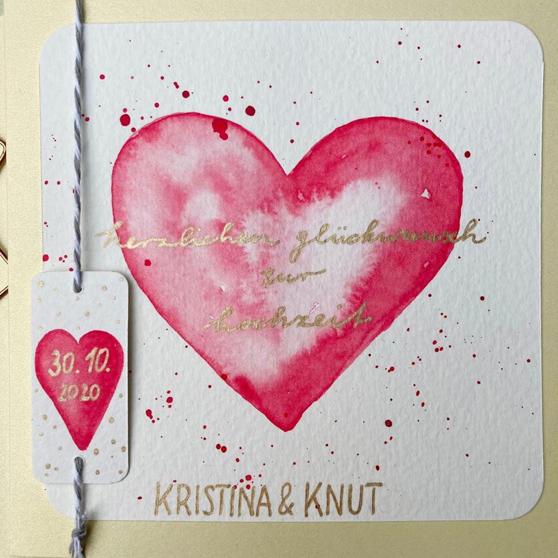 Hochzeitskarte Herz handmade with love Etsy