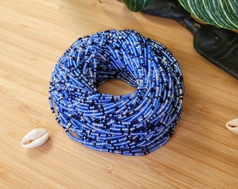 Waistbeads "Moonlight Shadow" | blaue permanente Taillenperlen | traditionell afrikanischer Schmuck | Bauchperlen zum Knoten