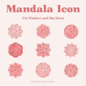 Coral Mandala DESKTOP ICON _ Folder Icons, Mac Icon, Windows Icon, Desktop Organizer,  Minimalist Icon, For Windows, Peach Tone