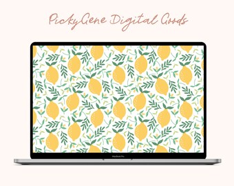 Lemon Pattern Desktop Wallpaper | Laptop Background, Pattern, Purple Background, Mac Wallpaper, Digital Wallpaper, Digital Background