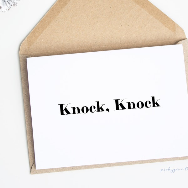Knock, Knock _ PRINTABLE | Minimalist card, Modern Design, Anniversary card, Birthday Card, Friend, For him, For Boyfriend, For Girlfriend