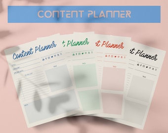 Content Planner | Printable, Minimalist, Social Media Planner, Blog Post, Influencer Plan, Printable PDF, Digital Planner, A4, Letter Size