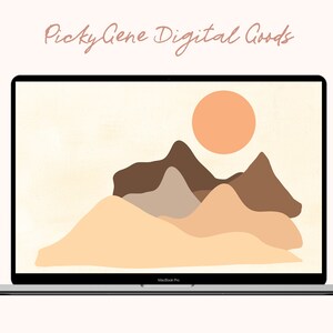 Sun & Mountain - Abstract Desktop Wallpaper, Boho Background, Geometric Background, Mac Wallpaper, Digital Background, Minimalist Wallpaper