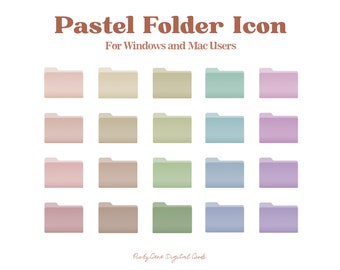 20 PASTEL DESKTOP ICON _Icon Bundle, Desktop Icons, Folder Icons, Mac Icon, Windows Icon, Desktop Organizer,  Minimalist Icon