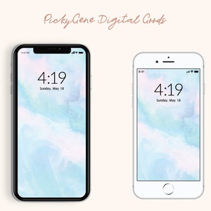 Watercolor _ Blue | Phone Wallpaper, Minimalist Background, Phone background, Mac Wallpaper, Digital Background, Pink and Blue