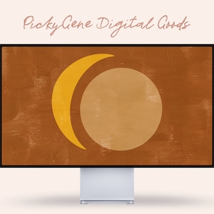 Moon and Sun - Abstract Desktop Wallpaper, Boho Background, Geometric Background, Mac Wallpaper, Digital Background, Minimalist Wallpaper