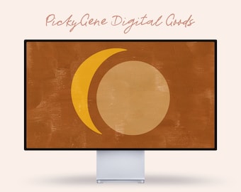 Moon and Sun - Abstract Desktop Wallpaper, Boho Background, Geometric Background, Mac Wallpaper, Digital Background, Minimalist Wallpaper