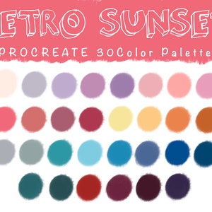 Retro Sunset - PROCREATE COLOR PALETTE | Procreate swatches, for Procreate App, Digital Color Palette, Instant Download